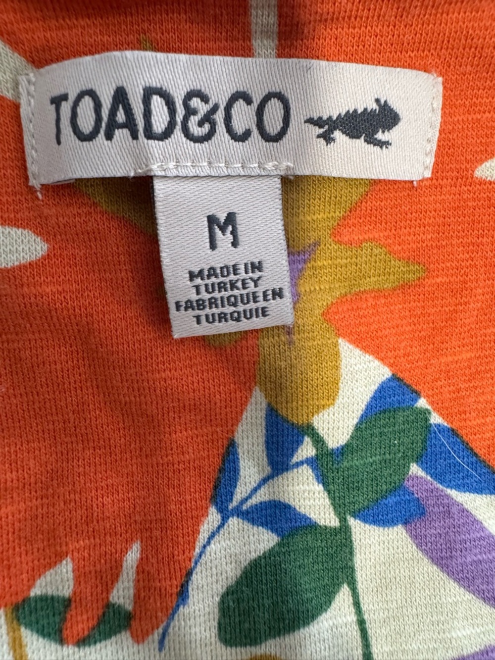 Toad&Co Orange Floral Tie-Front Mini Dress with Blue and Purple Flowers - Picture 2 of 6
